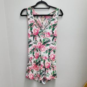Tropical Floral Cotton Romper Juniors Size Large